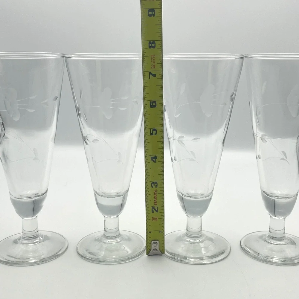 Princess House Heritage Set of 4 Crystal Pilsner Glass 7.5